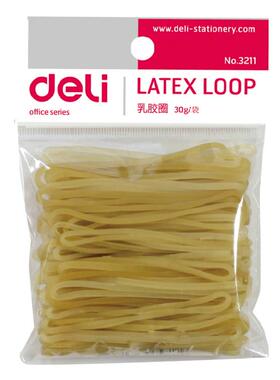 得力(deli)3211乳胶圈橡皮筋 牛皮筋（30g/袋） 100只/袋成都文具