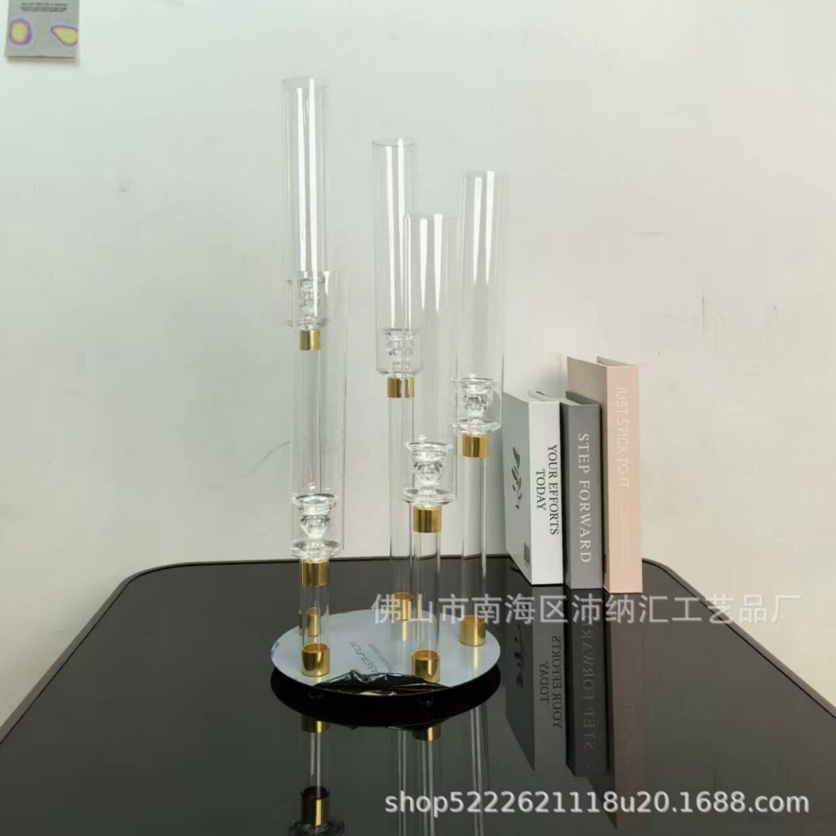 新款婚庆道具铁艺电镀金色5头