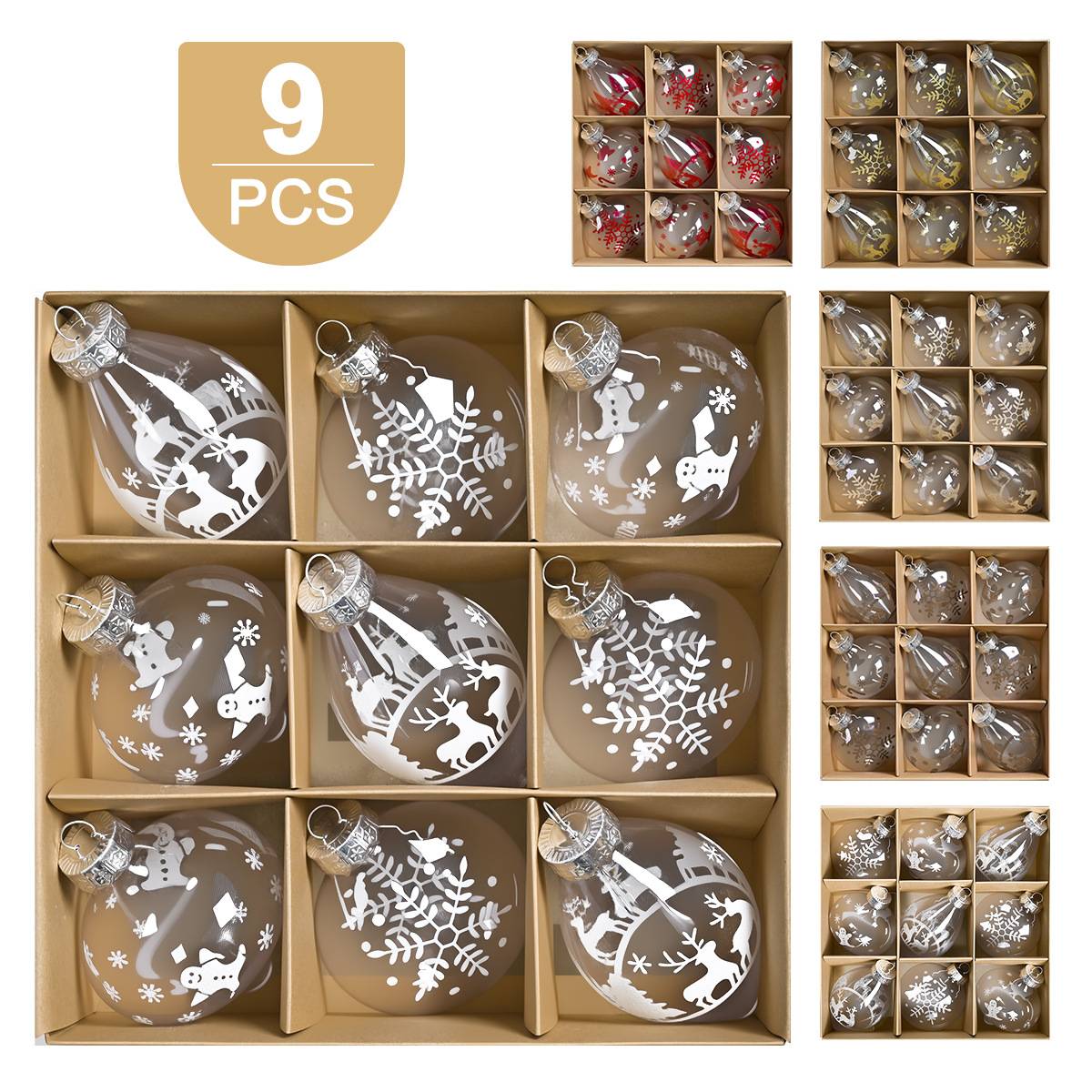 新品圣诞节8CM透明手绘球PET球