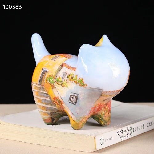 檀木猫先生大漆自信小猫咪彩绘