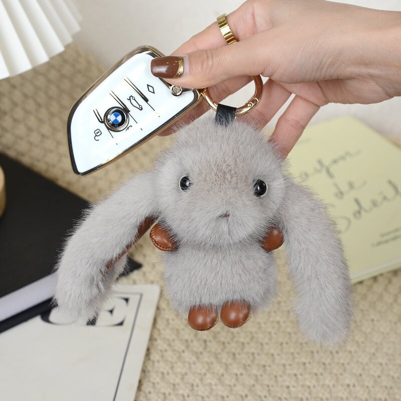 仿水貂毛大耳朵兔子挂件书包汽车