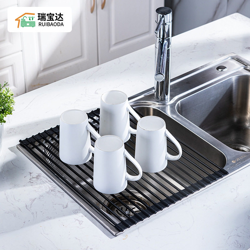 厨房水槽沥水架可折叠碗碟收纳