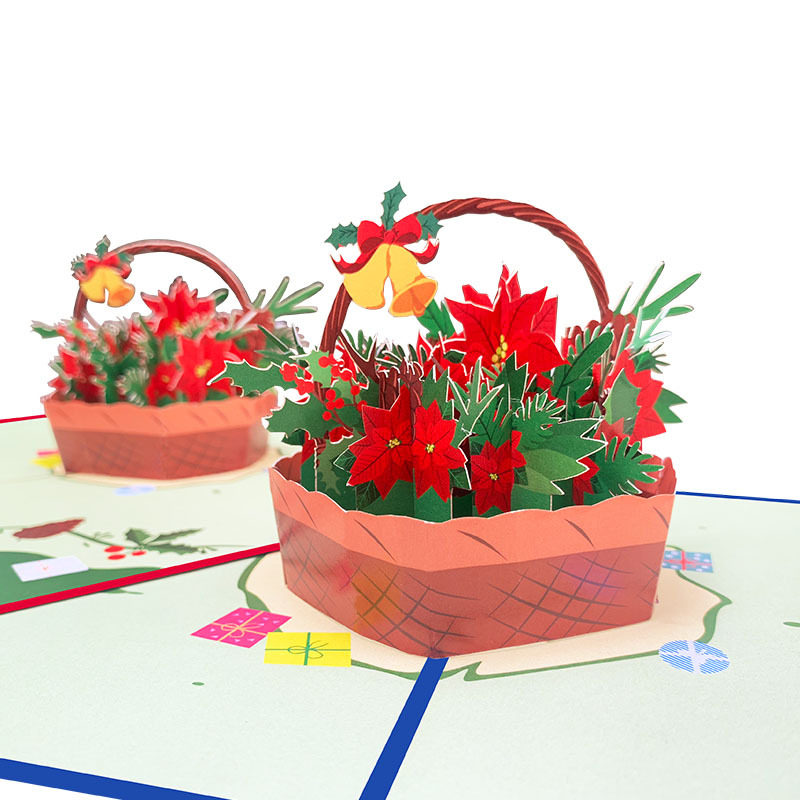 供应3D立体贺卡彩印圣诞弹出式