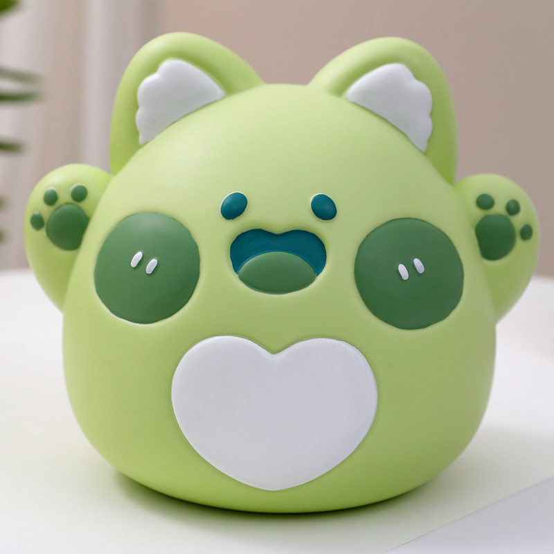 卡通存钱罐团团猫搪胶耐摔可存取