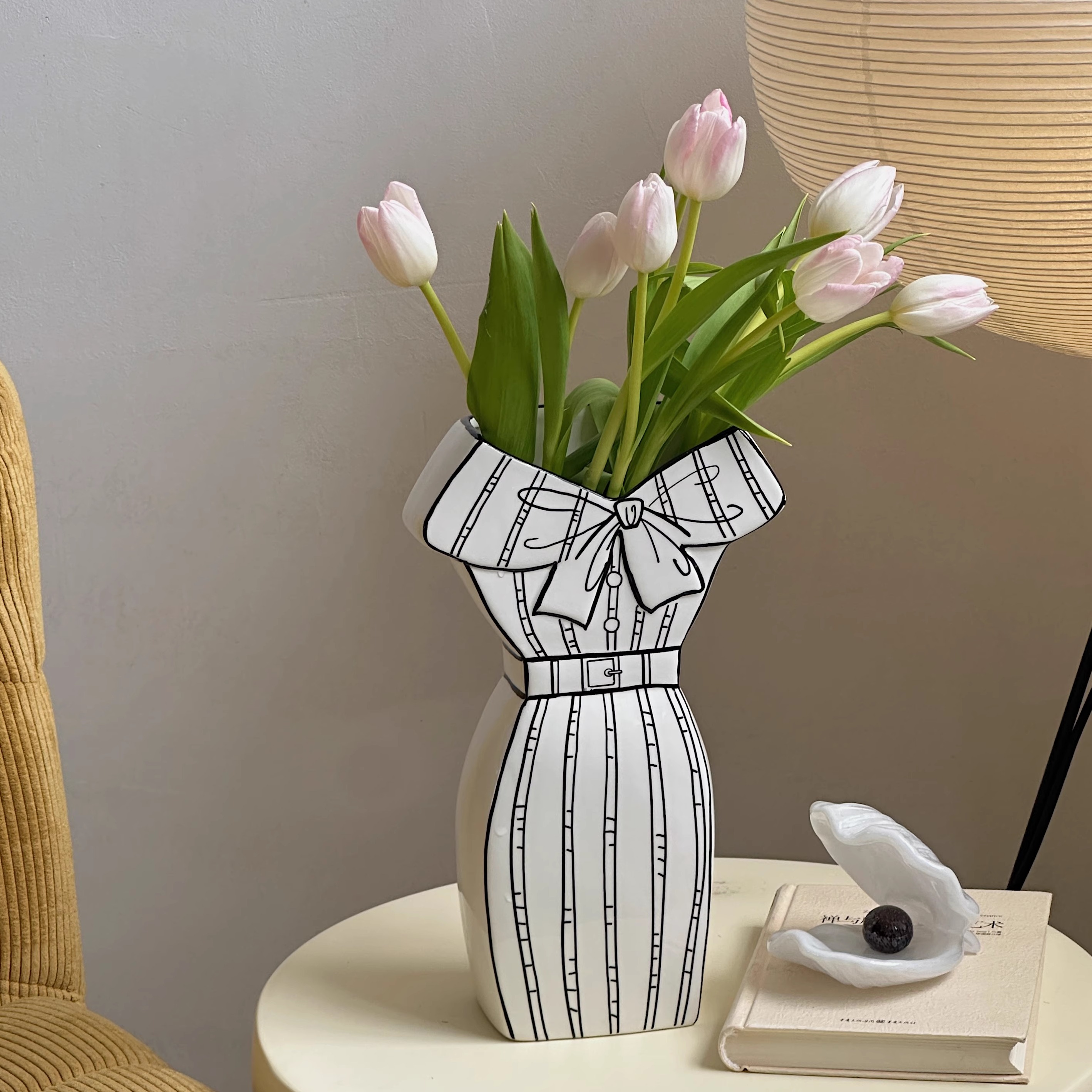 陶瓷手绘花瓶白色家居桌面装饰