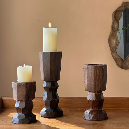 复古罗马柱烛台侘寂风高脚蜡烛台高级感装饰摆件烛台座法式中古