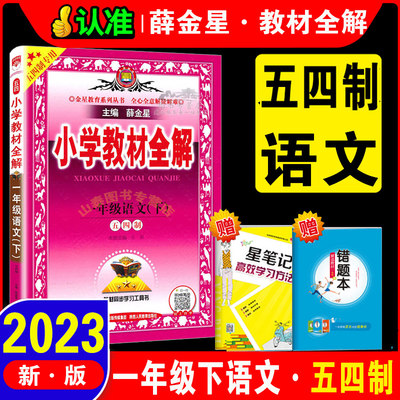 五四制 2023新版小学教材全解语文1一年级下册薛金星1年级下人教版小学课本同步讲解课后练习辅导一下语文全解正版书籍金星教育