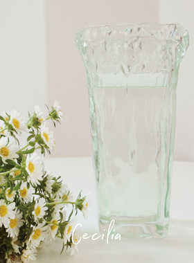 Cecilia 法式浅绿手工玻璃花瓶西班牙风北欧轻奢装饰居家客厅插花