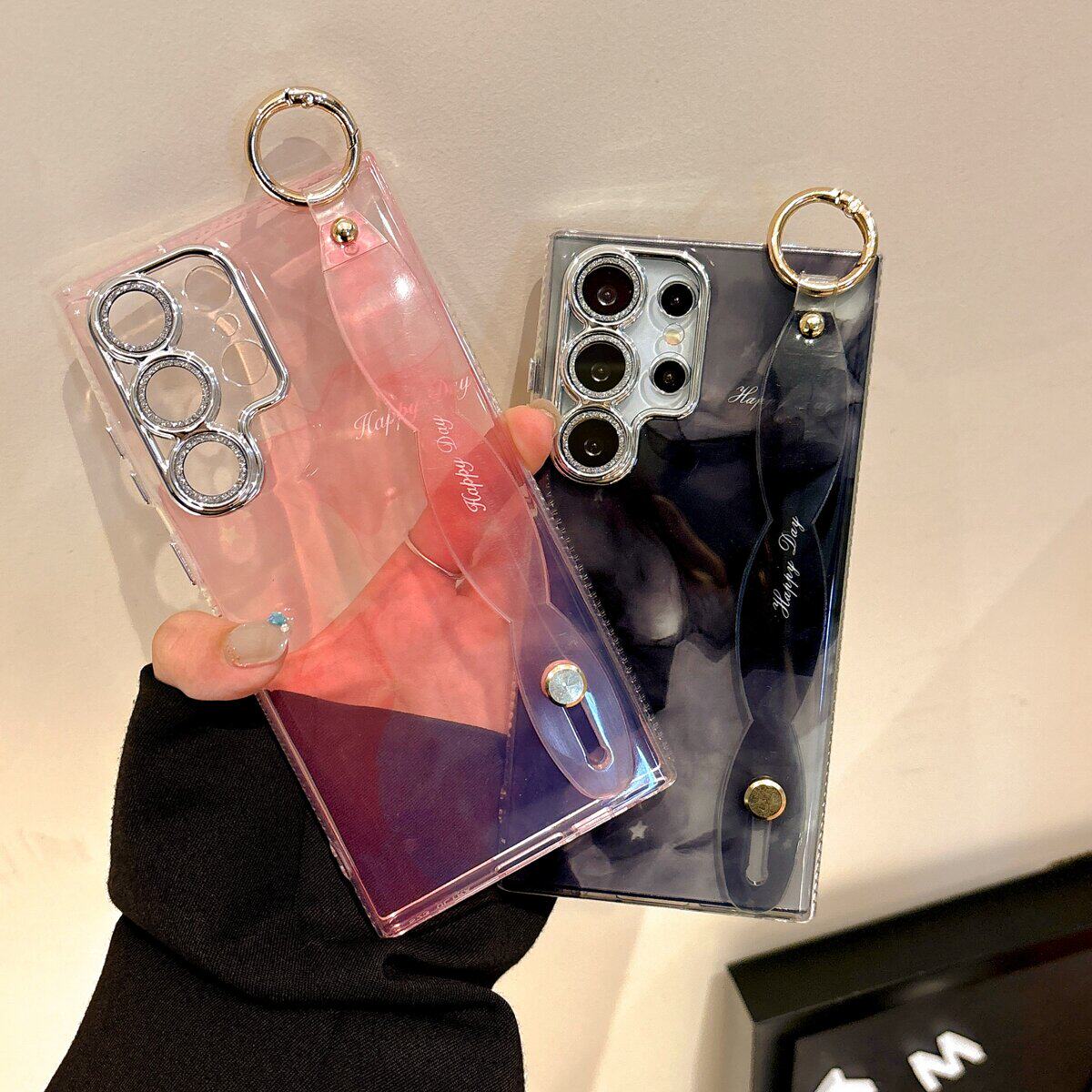 双层晕染黑S24Fe适用三星S24Ultra手机壳S23腕带S24Plus防摔S23FES25ULTRA