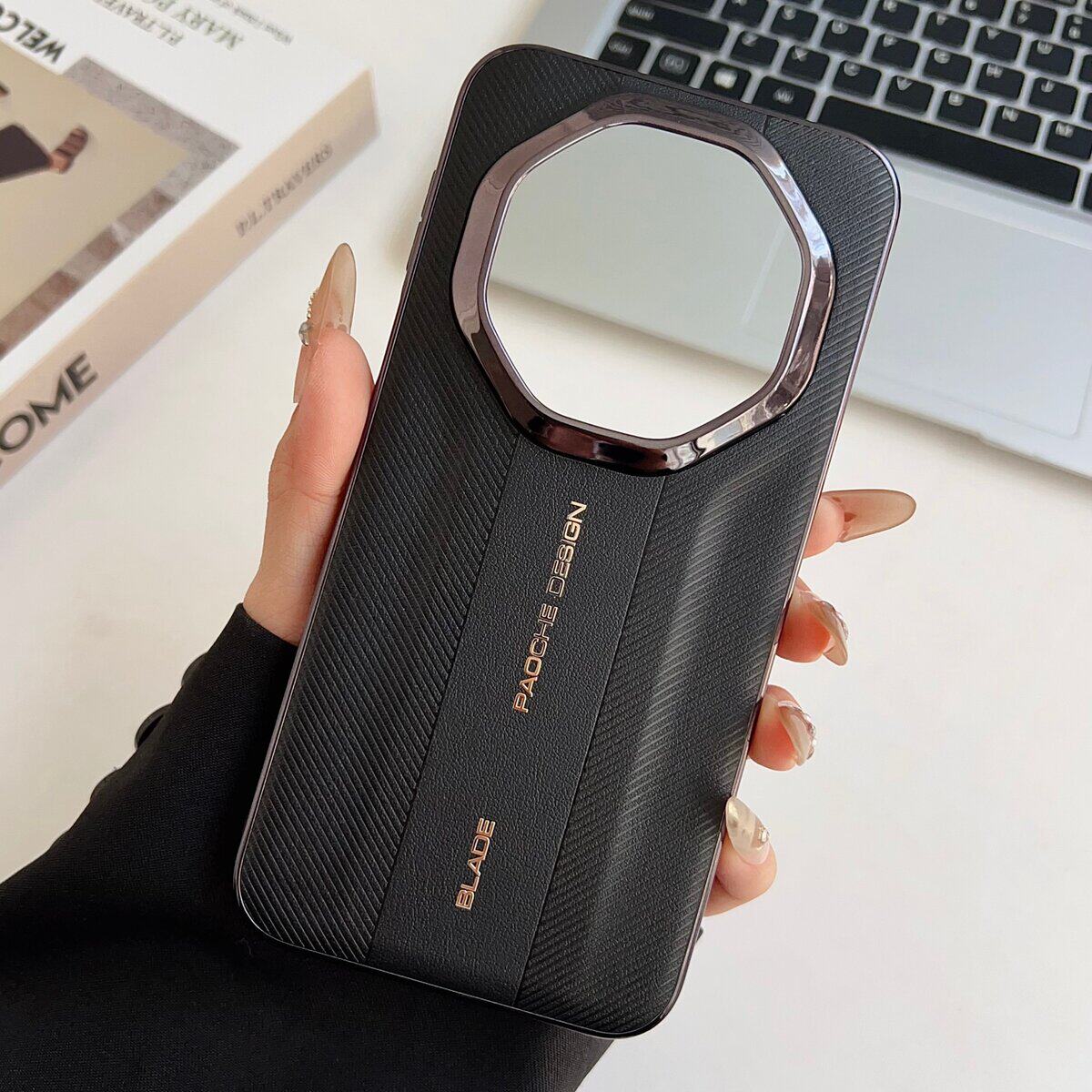 刀锋电镀素皮高级感适用华为Mate80rs非凡大师手机壳新款商务奢华风硅胶软边全包防摔保护套