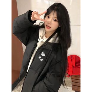 2025冬季新款立领羽绒棉服女大童初中高中学生宽松棉袄面包服外套