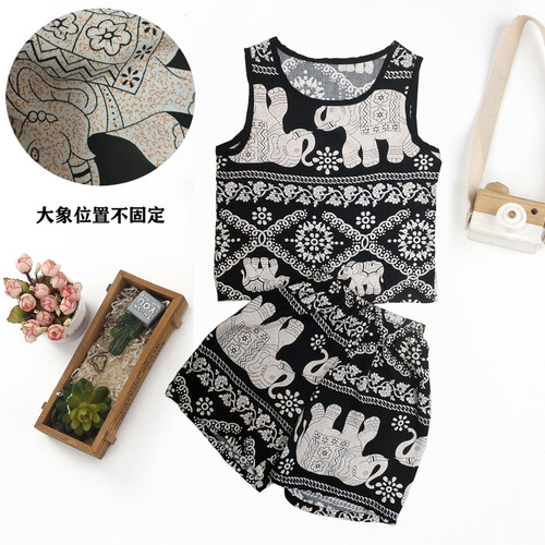 儿童睡衣夏季薄款背心棉绸家居服