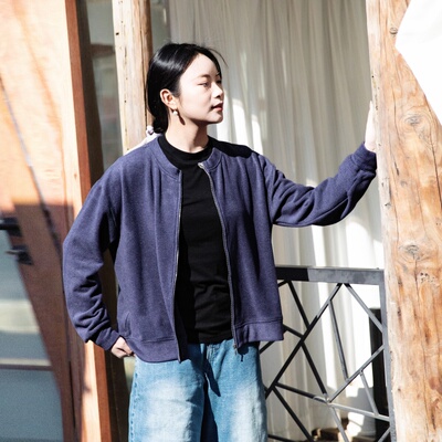 春季德绒拉链开衫卫衣女300g