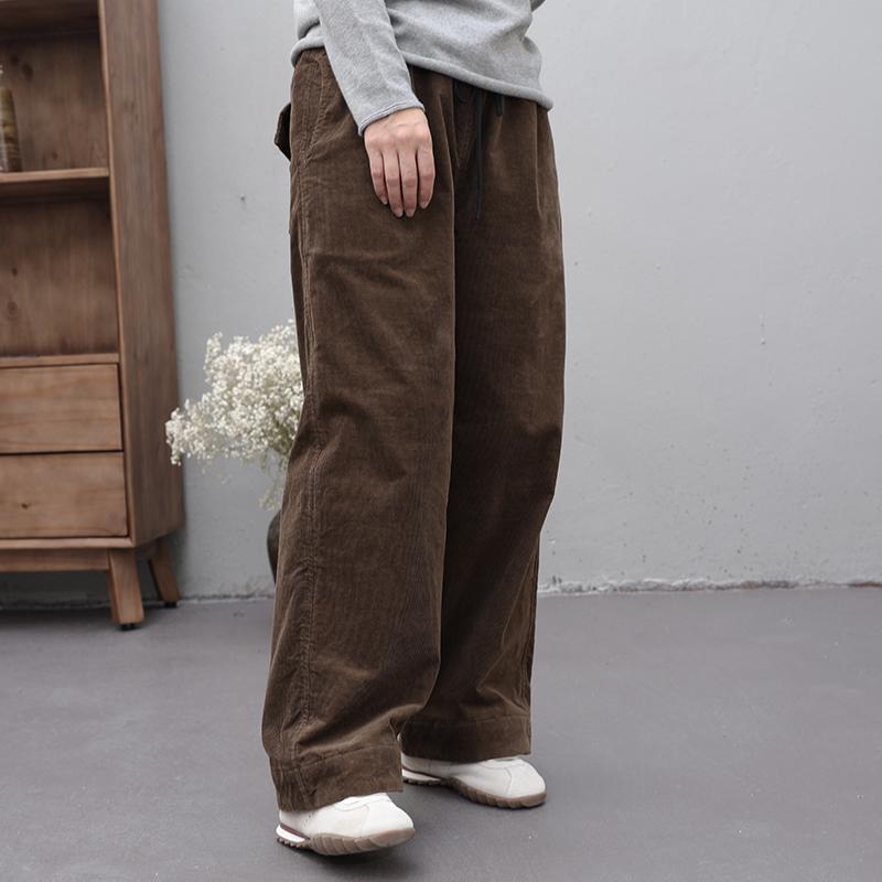 原创休闲自然腰长裤加绒裤