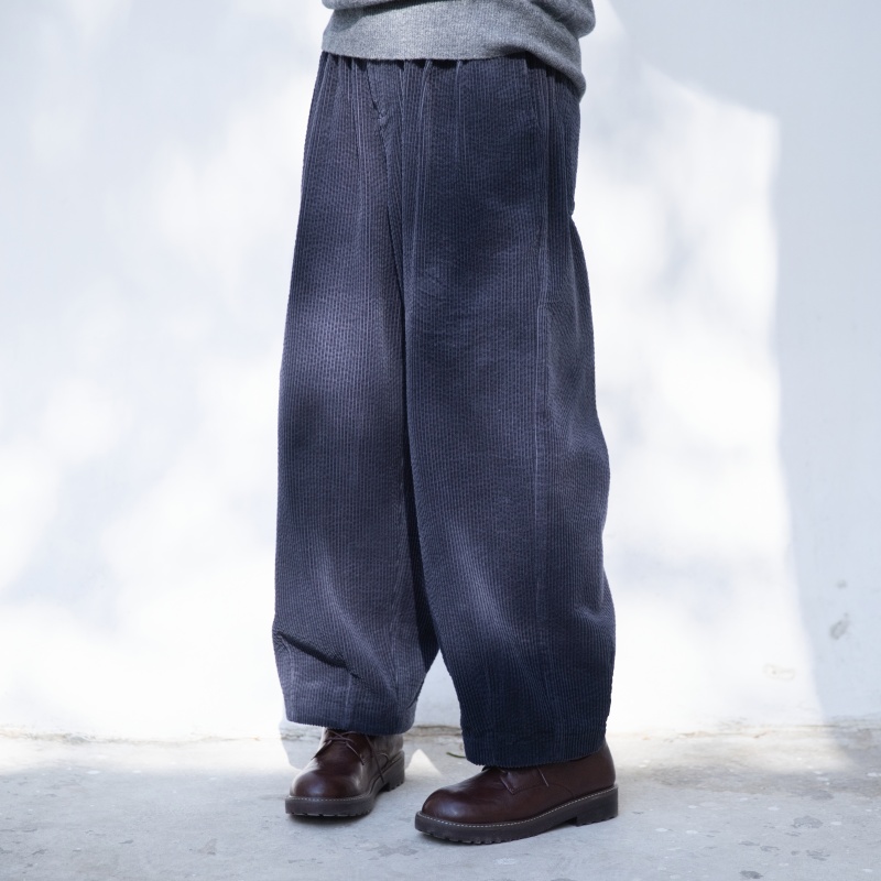 复古文艺感蓝灰灯芯绒休闲裤