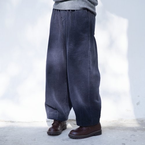 复古文艺感蓝灰灯芯绒休闲裤
