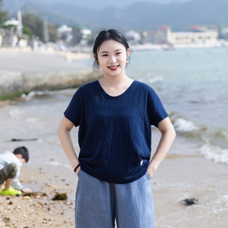 雨文她城｜长绒棉简约百搭短袖T恤女夏季宽松纯棉刺绣款上衣短袖