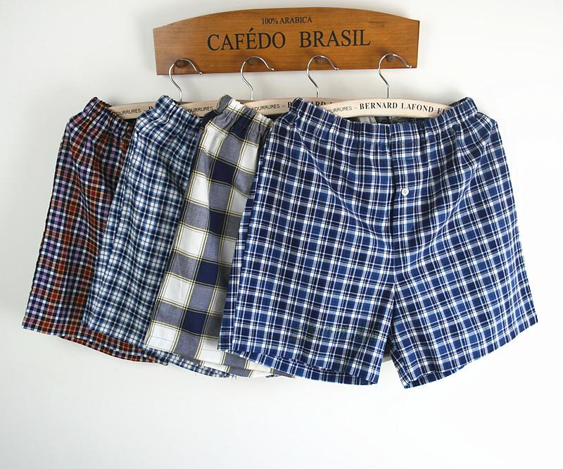 方格短裤纯棉休闲运动睡裤男女士