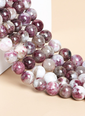 梅花碧玺散珠圆珠珠串 手链项链耳环饰品DIY配件裸石半宝石