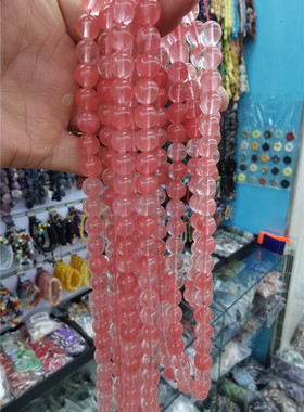 西瓜红水晶半宝石饰品珠串
