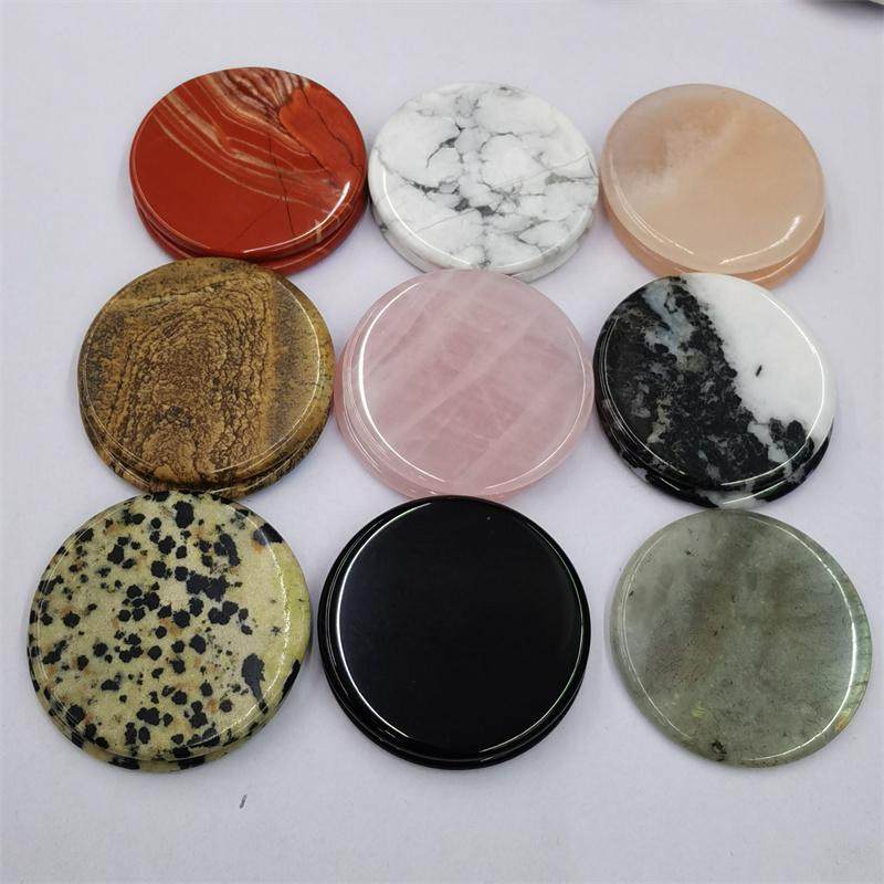 40MM天然粉水晶黑耀松石双平面圆片贴片饰品手工DIY配件半宝石,饰品/流行首饰/时尚饰品新,DIY配件,淘宝优惠券,粉丝福利购,淘宝优惠卷