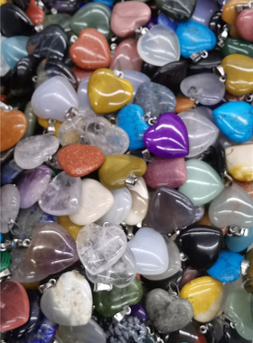 玛瑙水晶爱心吊坠天然石混款