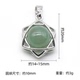 10MM绿东陵玉圆珠原石六芒星项链吊坠DIY坠子配件时尚 精致欧美款