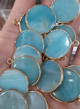 粉晶双平元片吊坠耳坠配件DIY