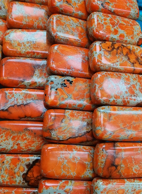 彩色帝王松蓝红绿橙色长方形双孔串珠手链手排饰品配件DIY首饰