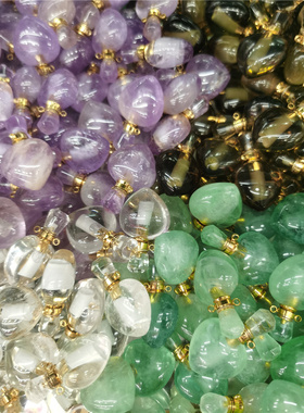 天然水晶爱心香水瓶项链精油瓶