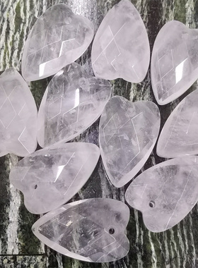 12*20MM天然水晶爱心吊坠粉晶