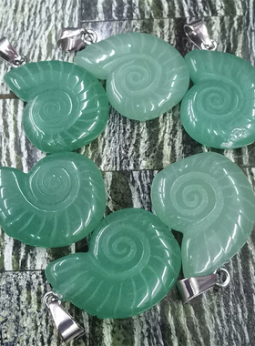 天然水晶东陵玉斑彩螺项链吊坠