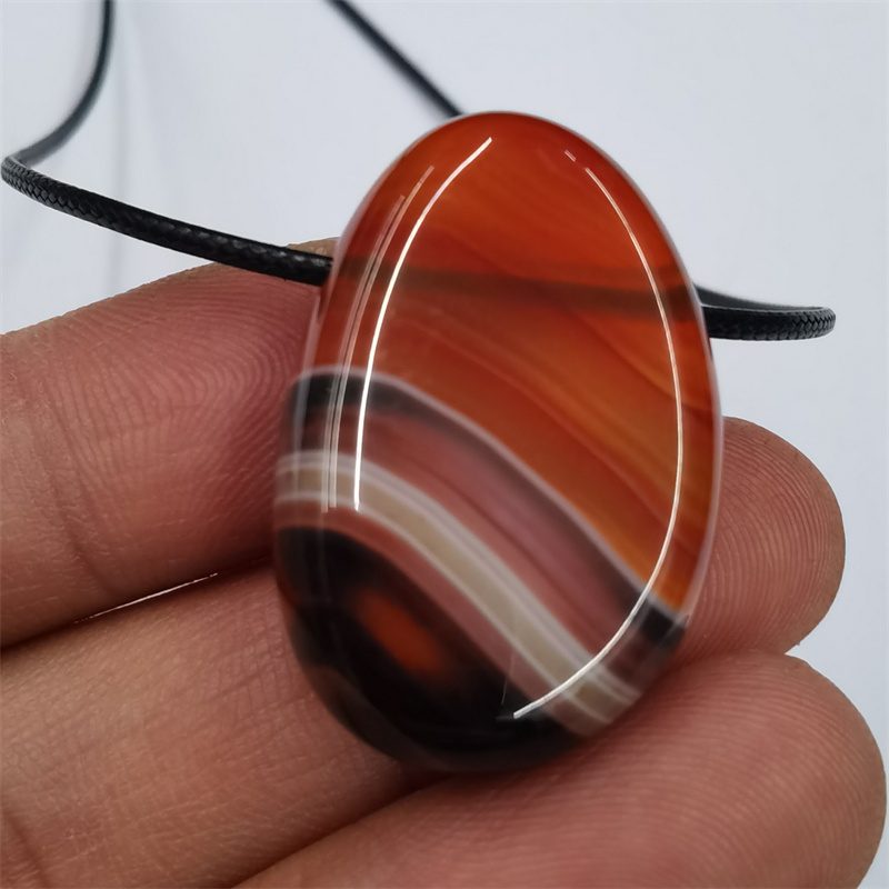 情侣天然石玛瑙水滴形侧孔吊坠