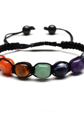 情侣水晶随形编织瑜伽手串宝石