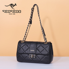 SEOSEOO女包新款秋冬牛皮包斜挎包软面链条通勤大容量包包正品