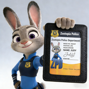 疯狂动物城周边拍摄道具朱迪警官证内含证件尼克拍真皮证件套卡包