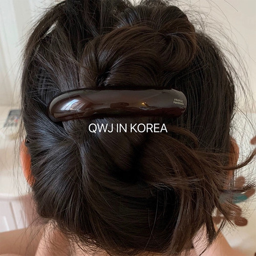 Chris 颜色绝绝子韩国进口高档暗红棕色弧形马尾夹发夹弹簧夹子