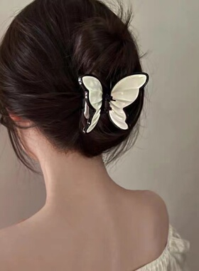 Chris 法式拼色蝴蝶抓夹女后脑勺夹鲨鱼夹马尾夹网红ins风发夹