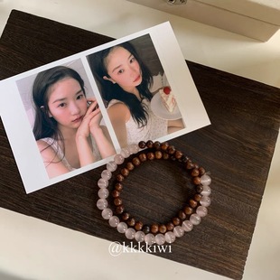 Chris 猫眼石手串小众设计金丝檀木叠戴手链女手饰 林间双圈新中式