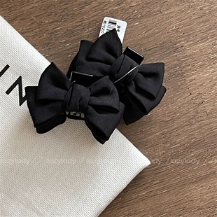俏皮抓夹黑色蝴蝶结公主夹对夹鲨鱼夹 紧法式 Chris 品质力挺抓