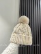Chris 加厚加绒软糯保暖麻花大毛球帽子女可爱毛线帽秋冬季 针织帽