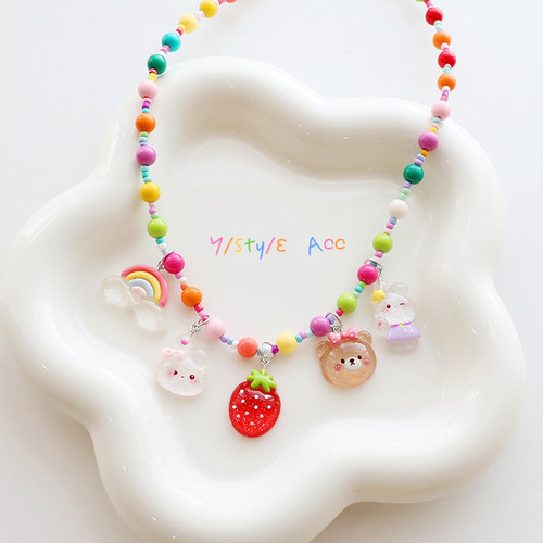 儿童树脂彩色小熊卡通人物项链