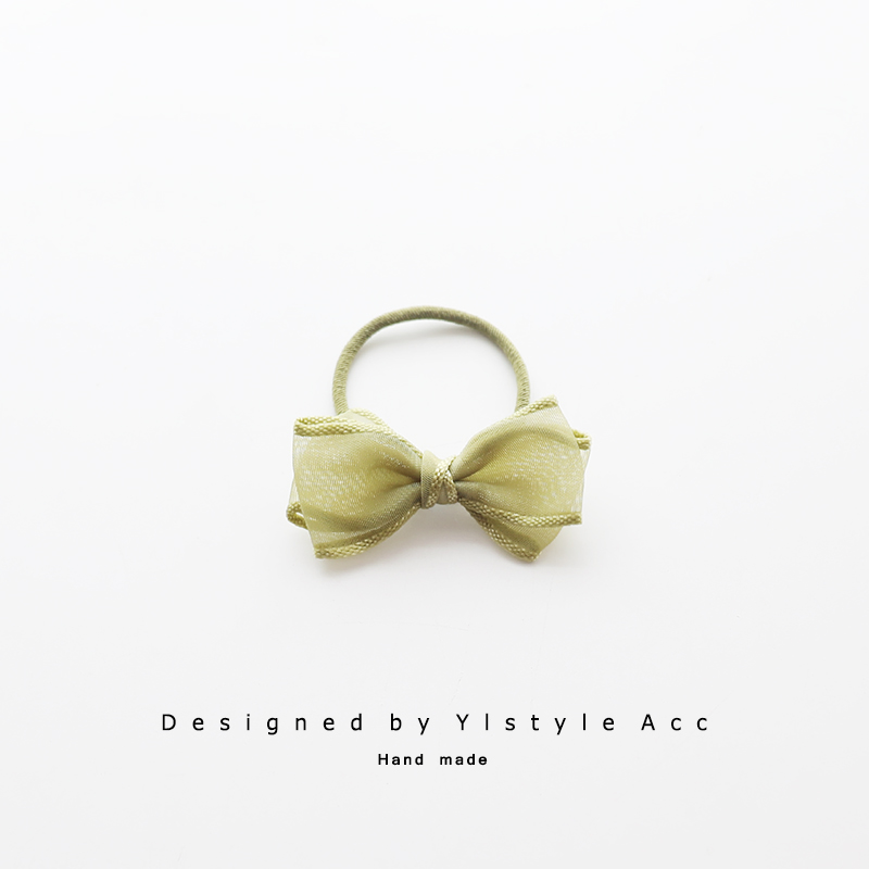 春夏新款绿丝带蝴蝶结儿童发圈