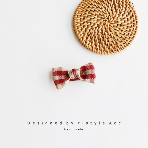 可爱格子蝴蝶结儿童宝宝全包发夹侧边夹发卡头饰发饰