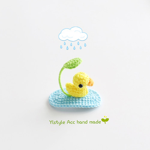 立体毛线钩织躲雨小鸭子儿童BB夹