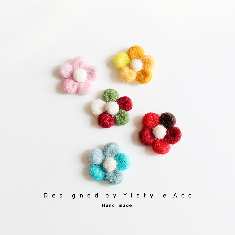 秋冬款撞色羊毛毡花朵胸针