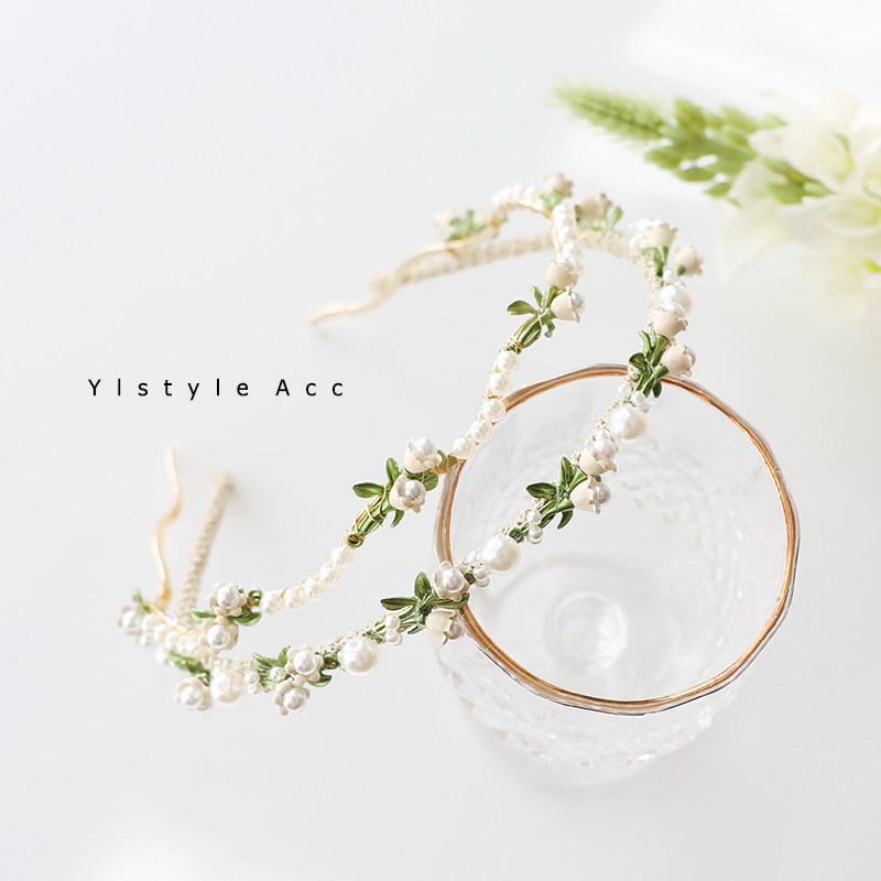 春季新款森系铃兰花珍珠发箍少女心春天头扣压发头箍发卡头饰发饰