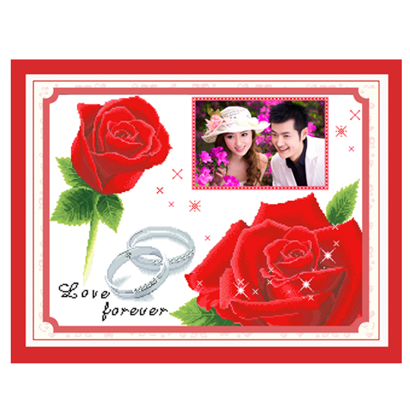 diy照片结婚双喜字情侣十字绣执子之手线绣新款客厅卧室小型2023