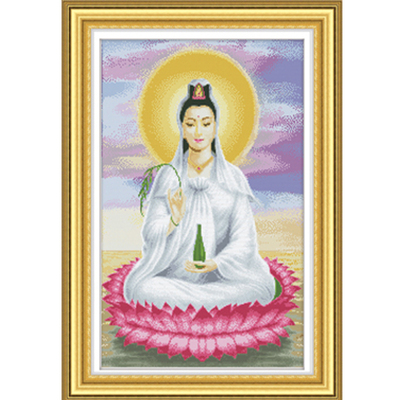印花滴水观音人物古典风十字绣