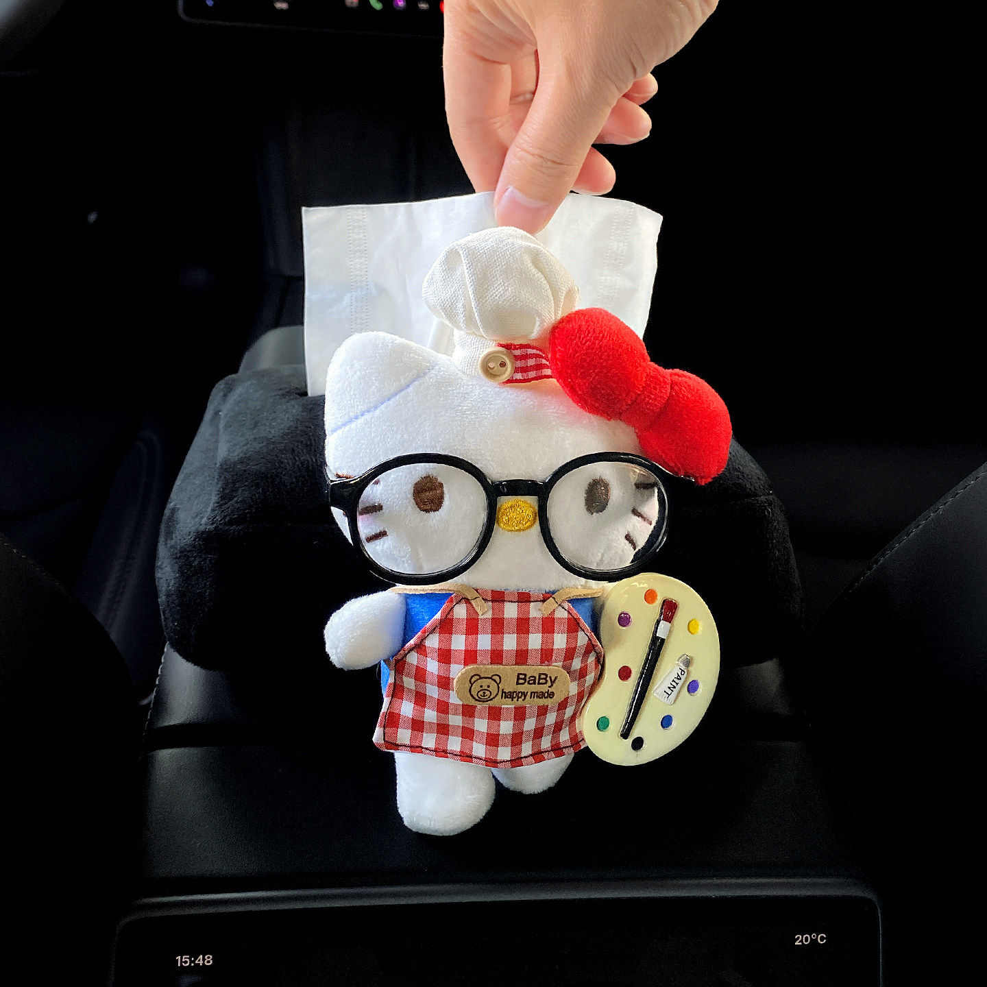 可爱Hellokitty车载纸巾盒汽车扶手箱座式纸巾包高级感内饰用品女